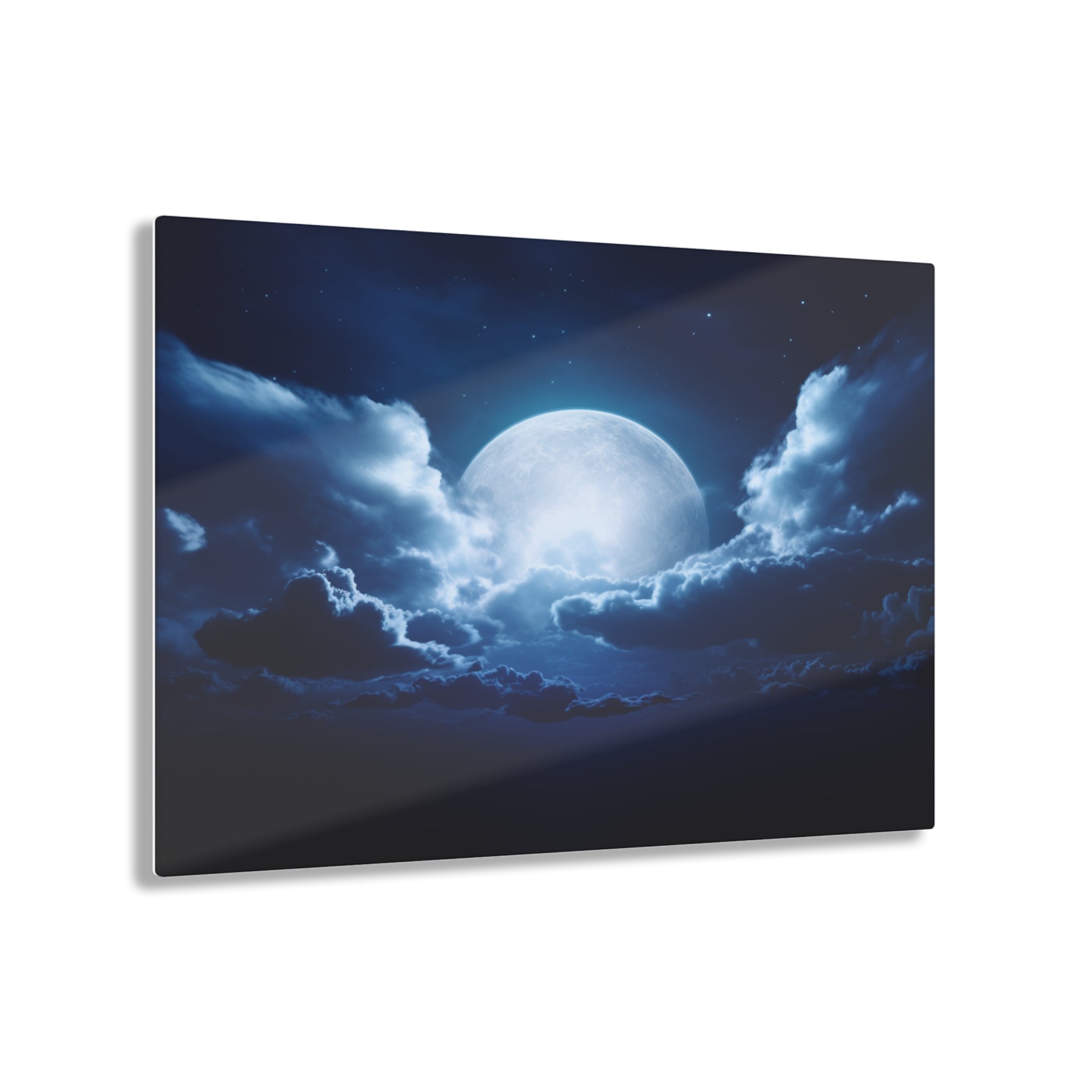 Acrylic Wall Art, Lunar Serenity, Serene Blue Moon