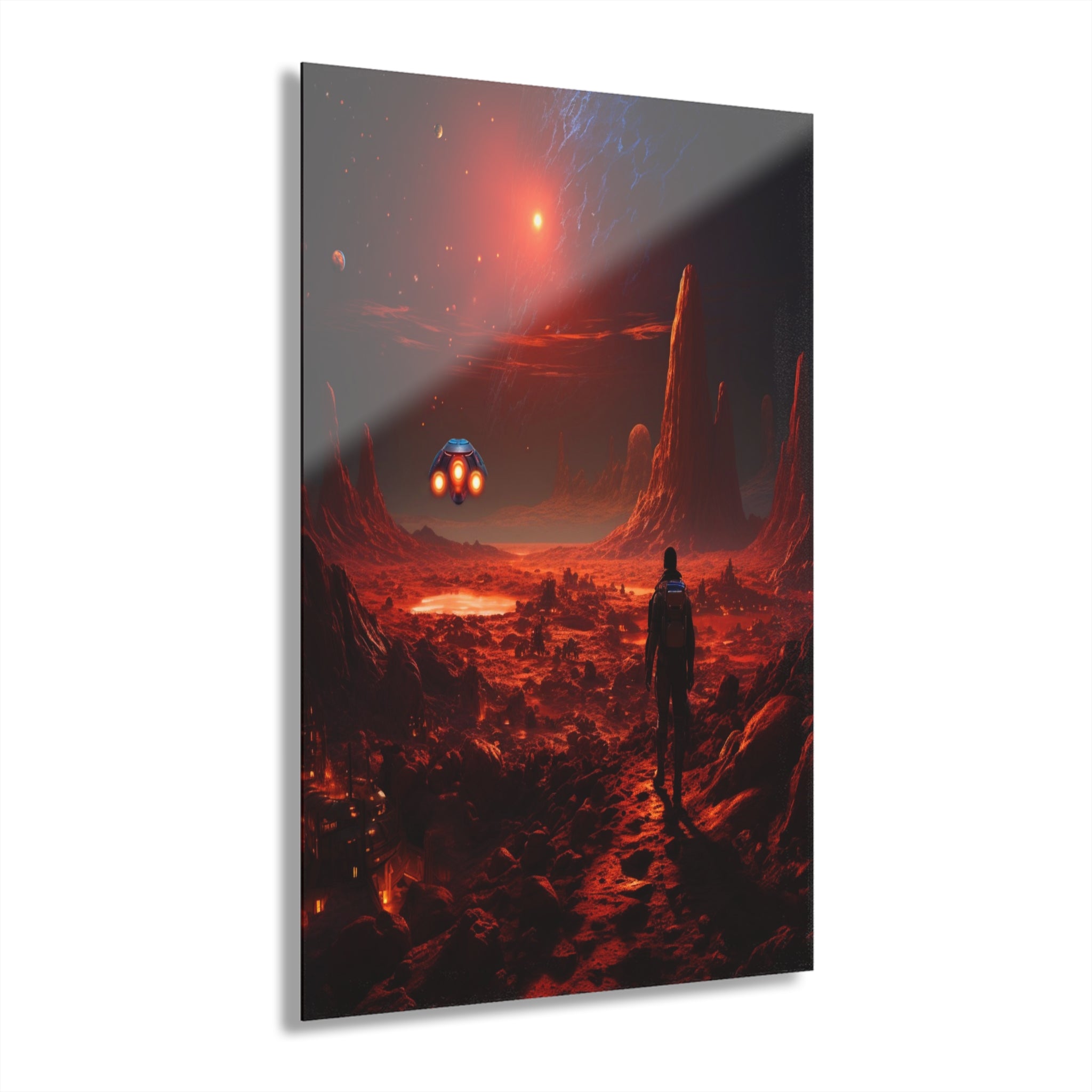 Acrylic Wall Art, 'Red Planet Expedition', (French Cleat Hanging)