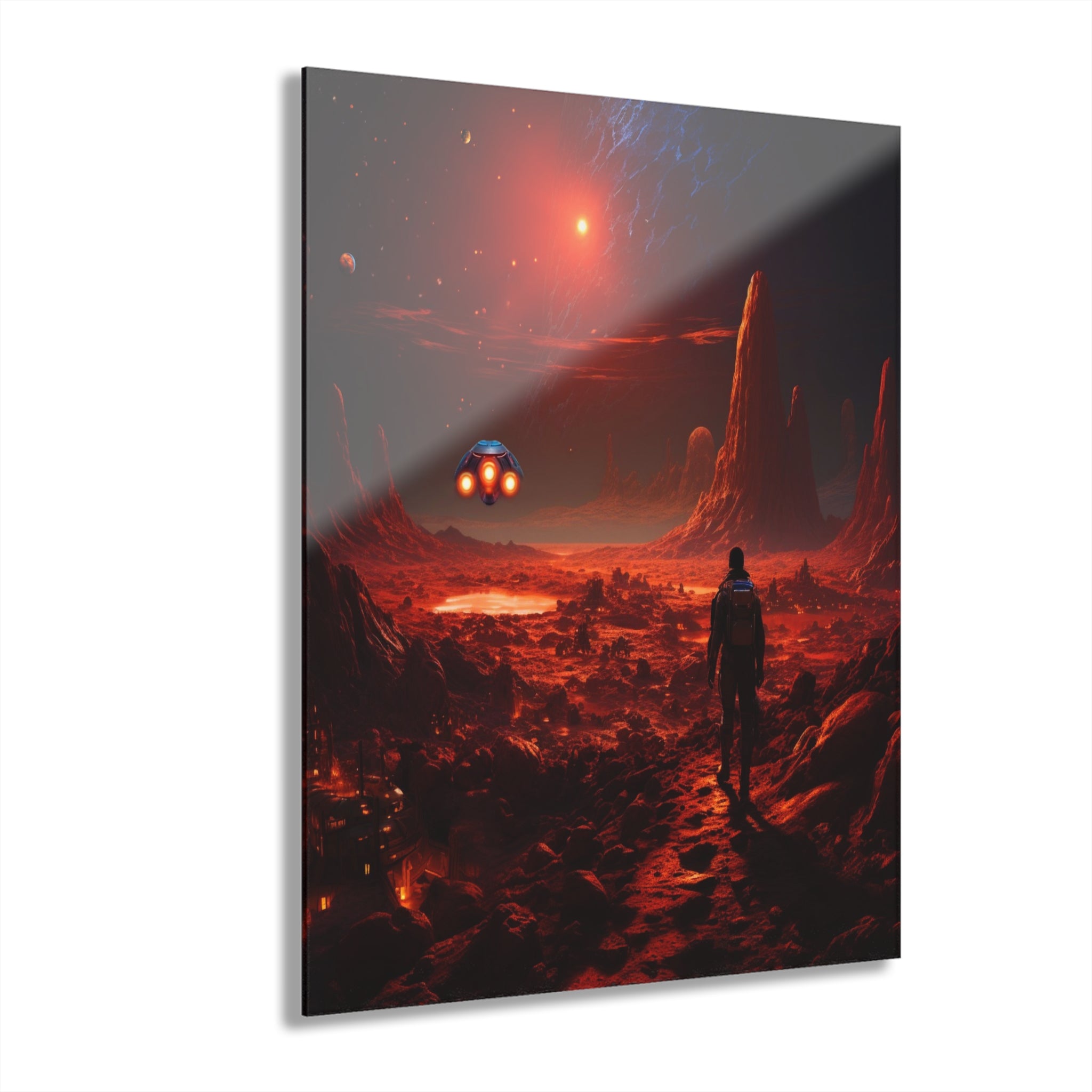 Acrylic Wall Art, 'Red Planet Expedition', (French Cleat Hanging)