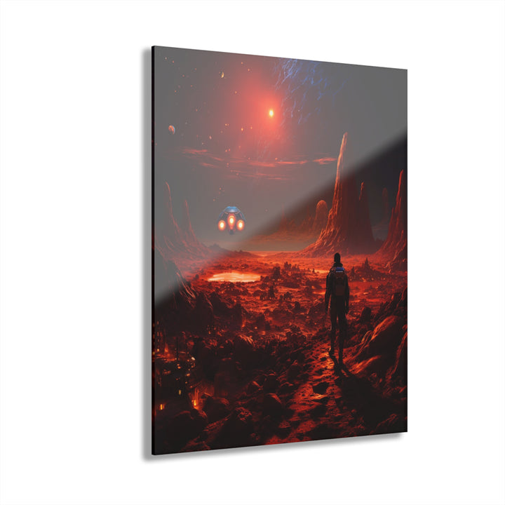Acrylic Wall Art, 'Red Planet Expedition', (French Cleat Hanging)