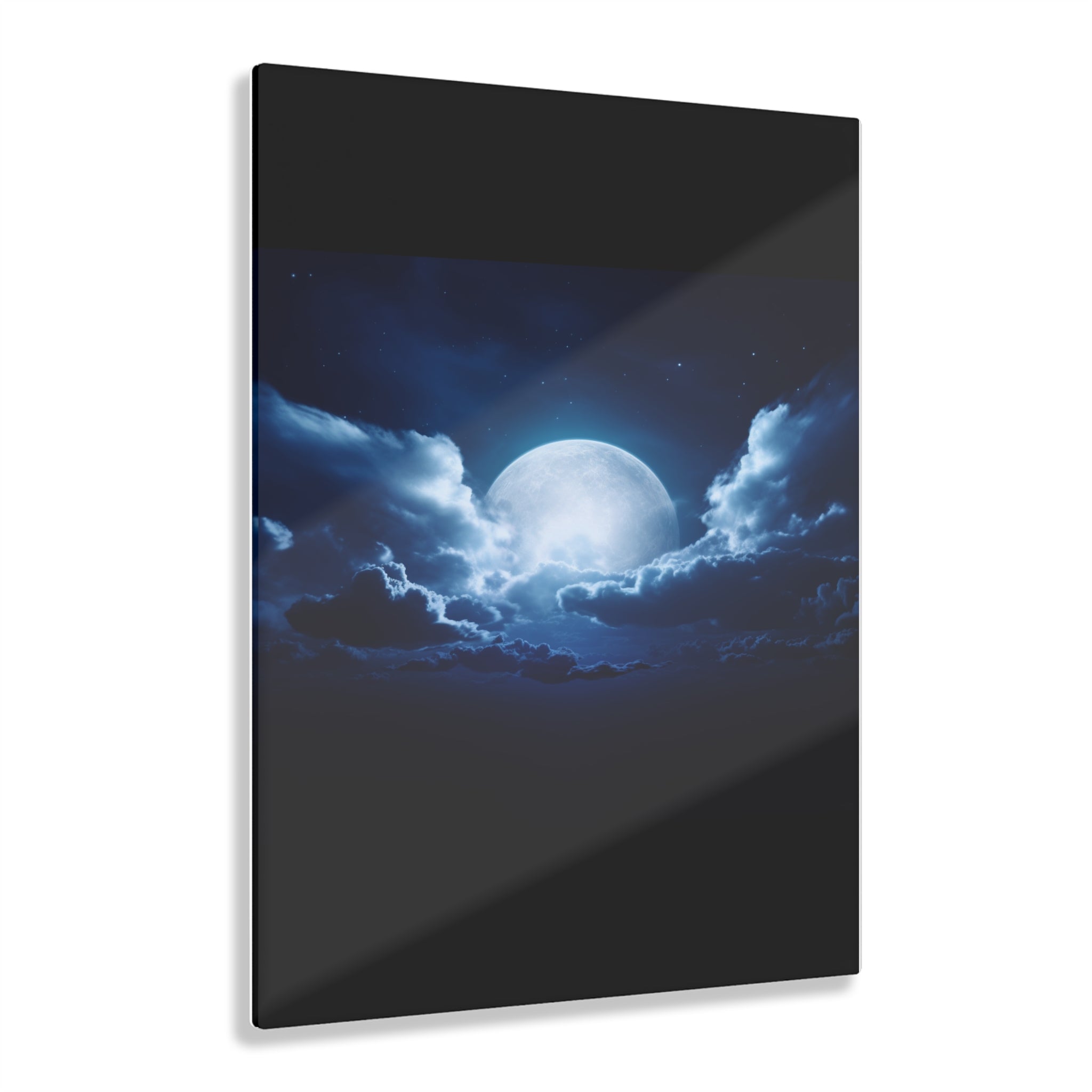 Acrylic Wall Art, Lunar Serenity, Serene Blue Moon