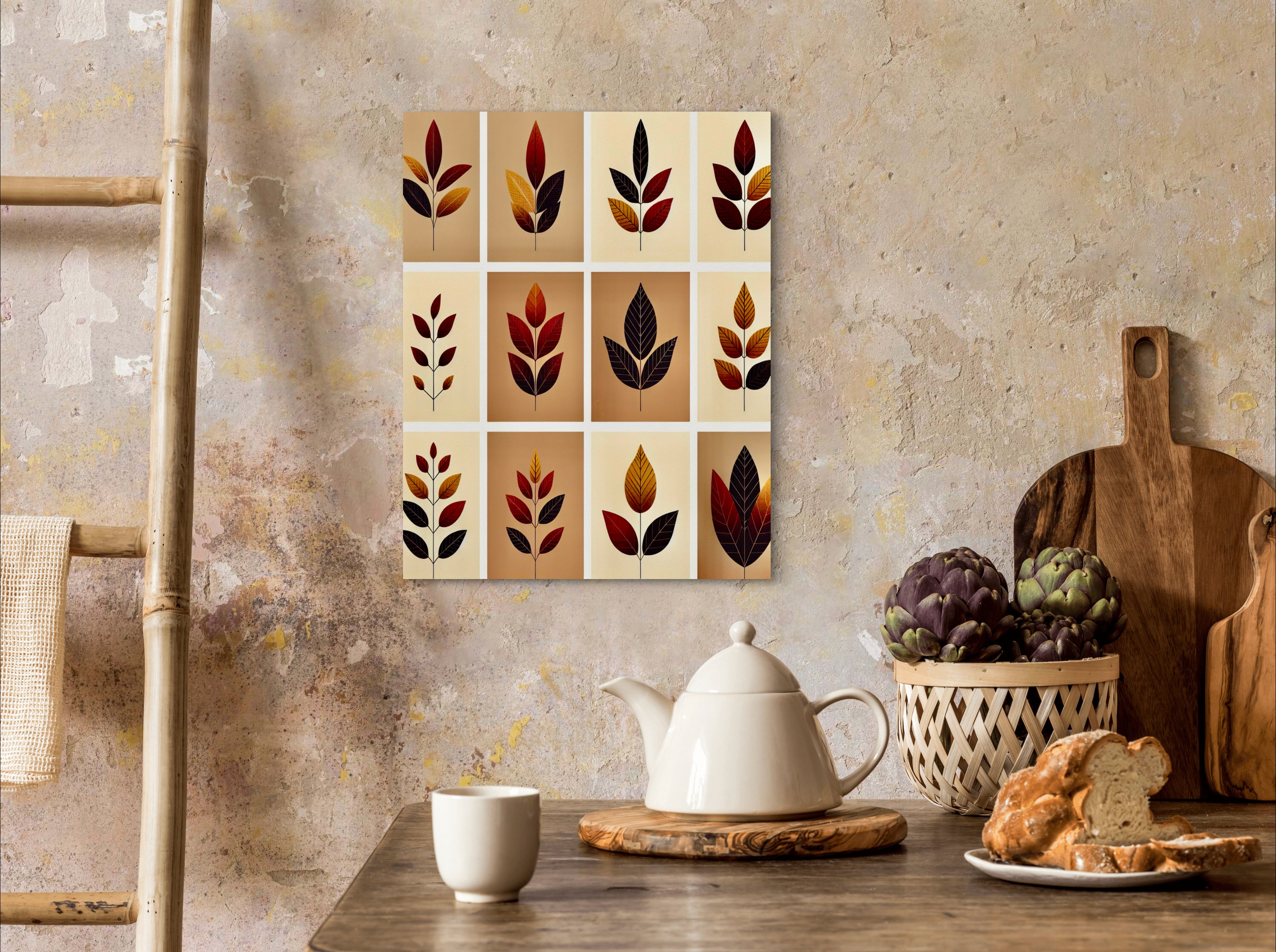 Autumn Leaves Collection - Minimalist Wall Art Fall Season Decor, Canvas Print.