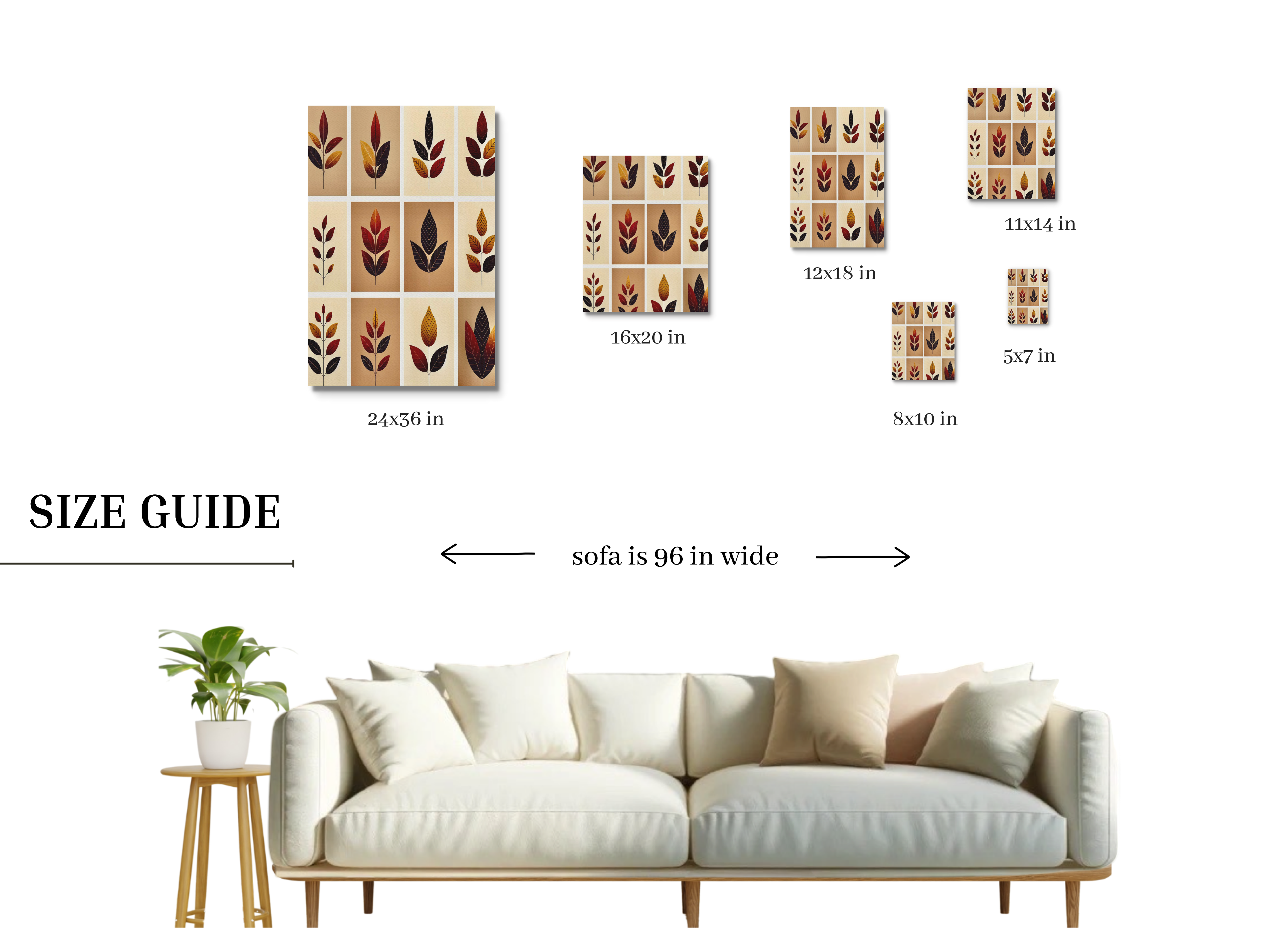 Autumn Leaves Collection - Minimalist Wall Art Fall Season Decor, Canvas Print.